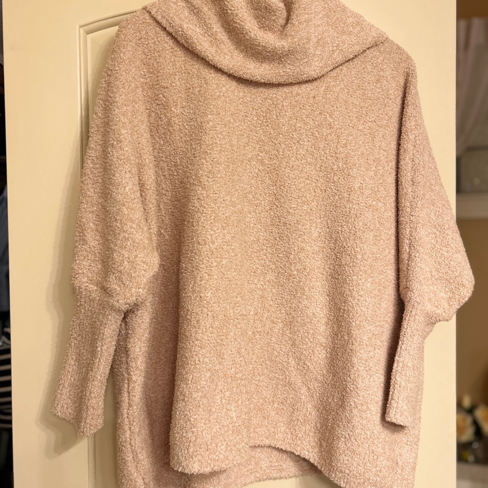 Beige Cowl Neck Sweater with Oversized Fit